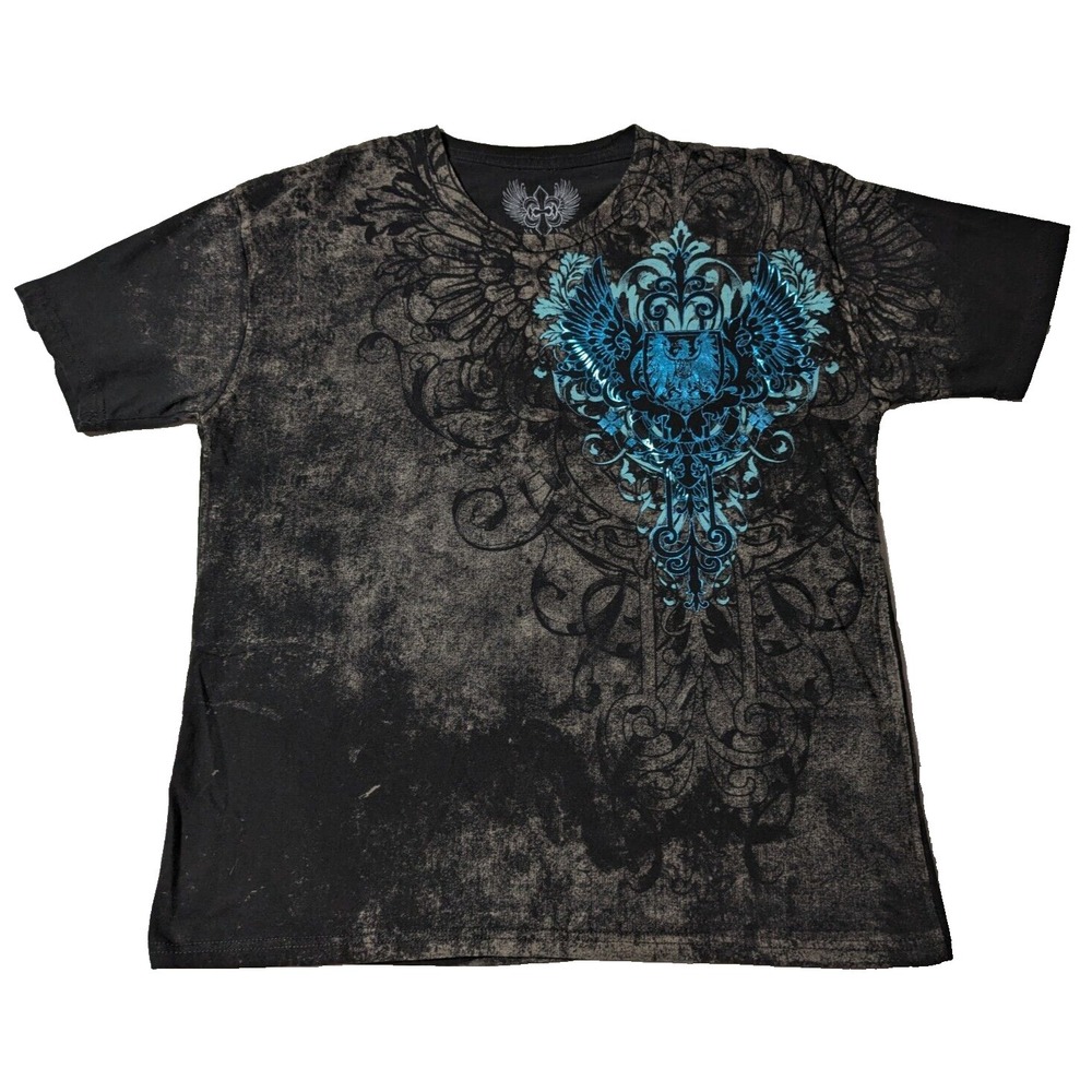 XZAVIER‎ UNLIMITED Men Size XL Black Cotton AFFLICTION STYLE MMA T-Shirt Y2K EUC